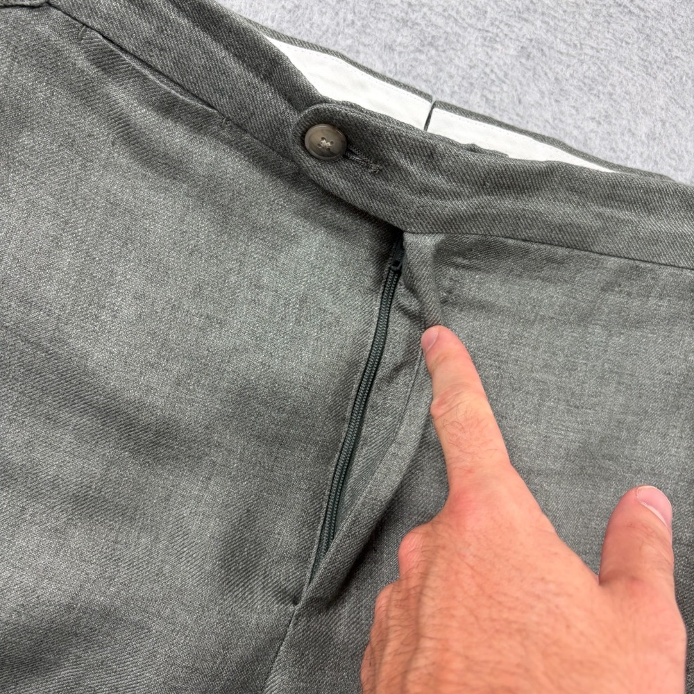 Suitsupply Pants Mens 34x32 Green Brescia Pure Linen Dress Trouser Side Adjuster - Picture 2 of 8